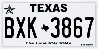 TX license plate BXK3867