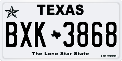 TX license plate BXK3868