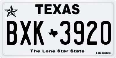 TX license plate BXK3920