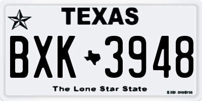 TX license plate BXK3948