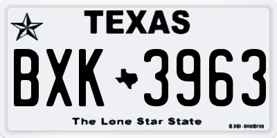 TX license plate BXK3963