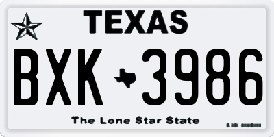 TX license plate BXK3986