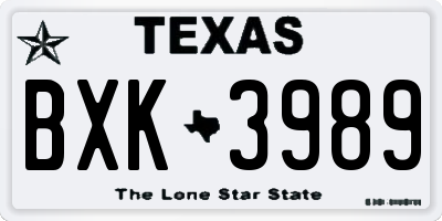 TX license plate BXK3989