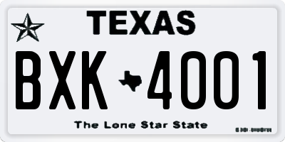 TX license plate BXK4001