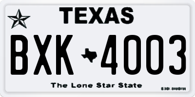 TX license plate BXK4003