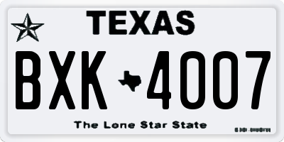 TX license plate BXK4007