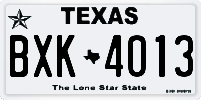 TX license plate BXK4013