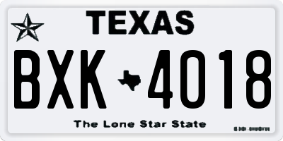 TX license plate BXK4018
