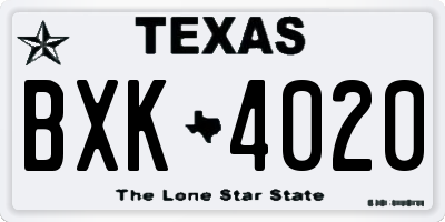 TX license plate BXK4020