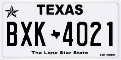 TX license plate BXK4021
