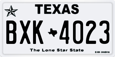 TX license plate BXK4023