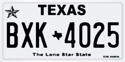 TX license plate BXK4025