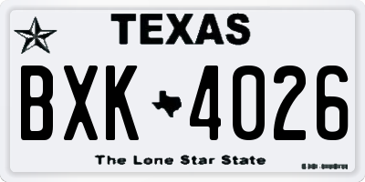 TX license plate BXK4026