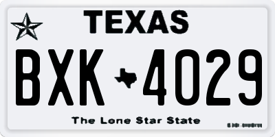 TX license plate BXK4029