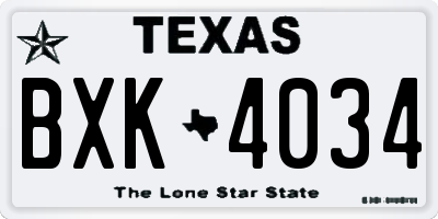 TX license plate BXK4034
