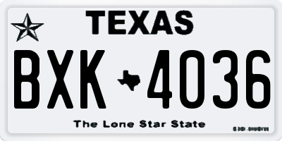 TX license plate BXK4036