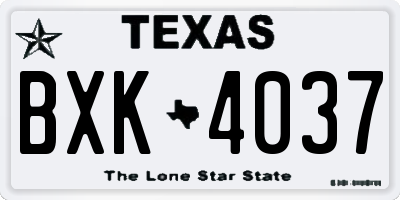 TX license plate BXK4037