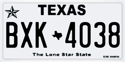 TX license plate BXK4038