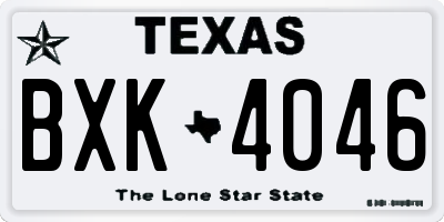 TX license plate BXK4046