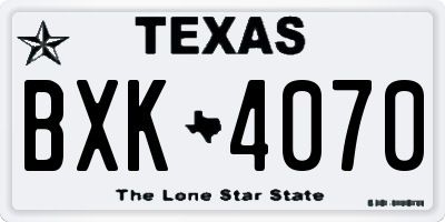 TX license plate BXK4070