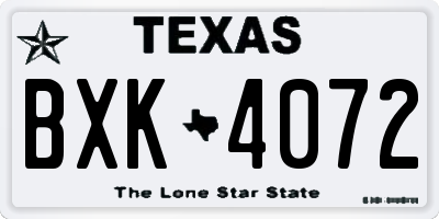 TX license plate BXK4072