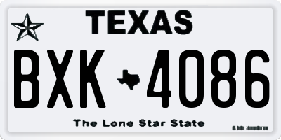 TX license plate BXK4086