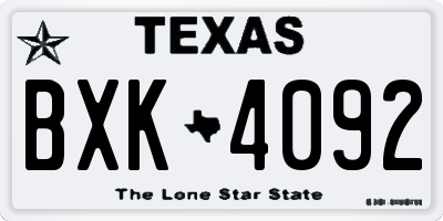 TX license plate BXK4092