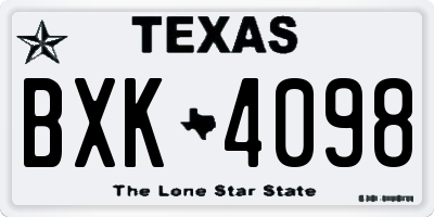 TX license plate BXK4098