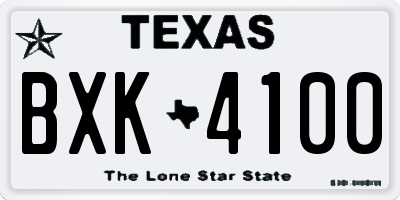 TX license plate BXK4100