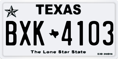 TX license plate BXK4103