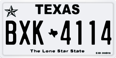 TX license plate BXK4114