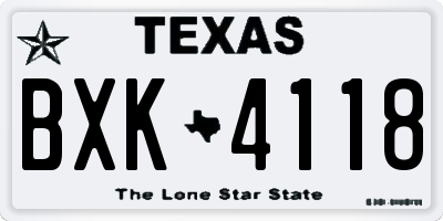 TX license plate BXK4118