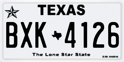 TX license plate BXK4126