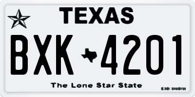 TX license plate BXK4201