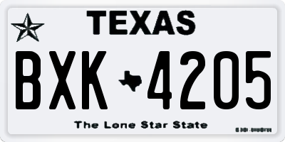 TX license plate BXK4205