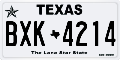 TX license plate BXK4214