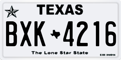 TX license plate BXK4216