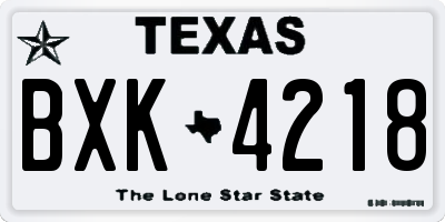 TX license plate BXK4218