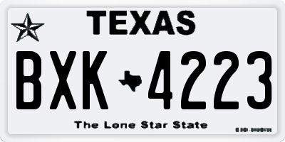 TX license plate BXK4223