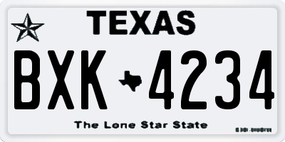 TX license plate BXK4234