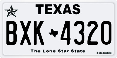 TX license plate BXK4320