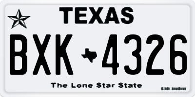 TX license plate BXK4326