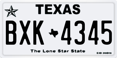 TX license plate BXK4345