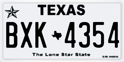 TX license plate BXK4354