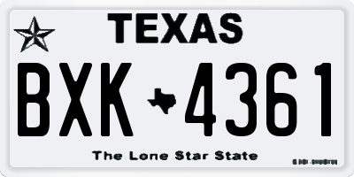 TX license plate BXK4361