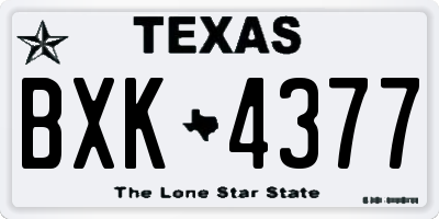 TX license plate BXK4377