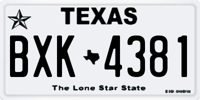 TX license plate BXK4381