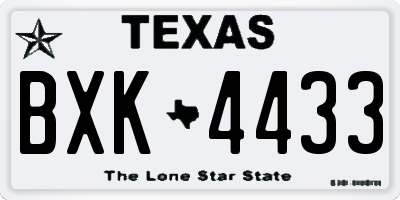 TX license plate BXK4433