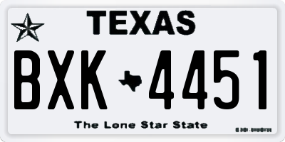 TX license plate BXK4451