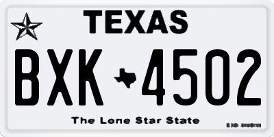 TX license plate BXK4502